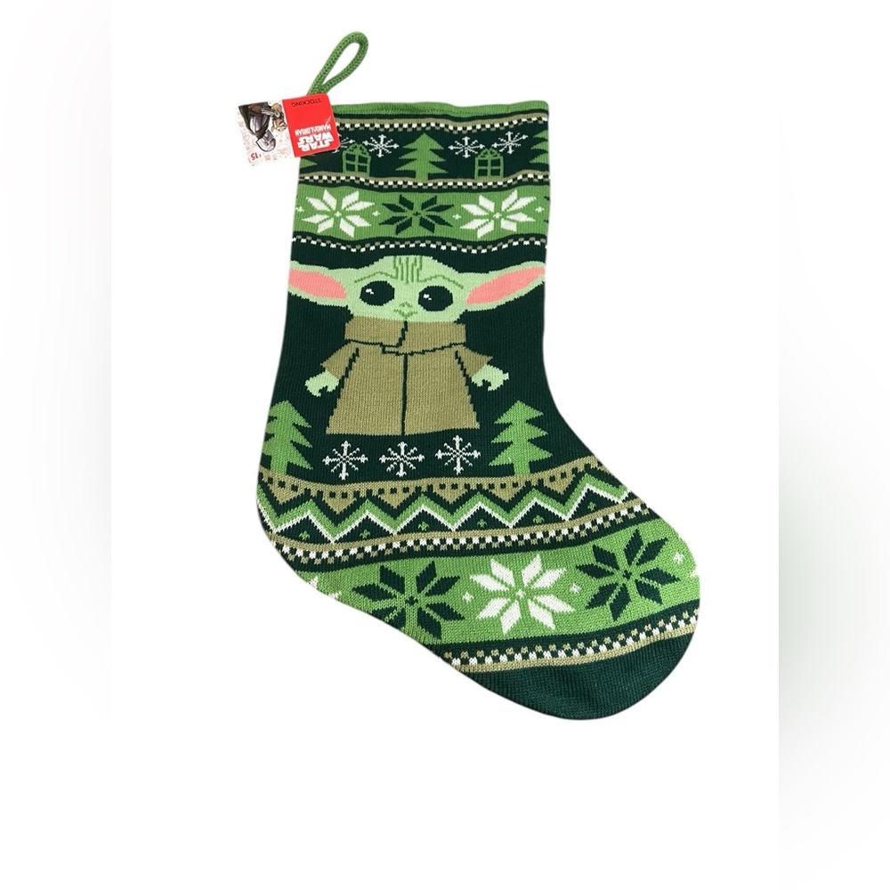 Star Wars: The Mandalorian Grogu Knit Christmas Stocking Green 19” K1